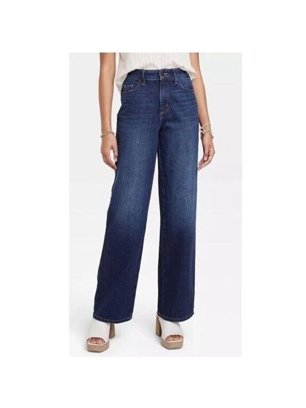 UNIVERSAL THREAD WOMEN’S HIGH RISE WIDE LEG JEANS DARK WASH 8S
